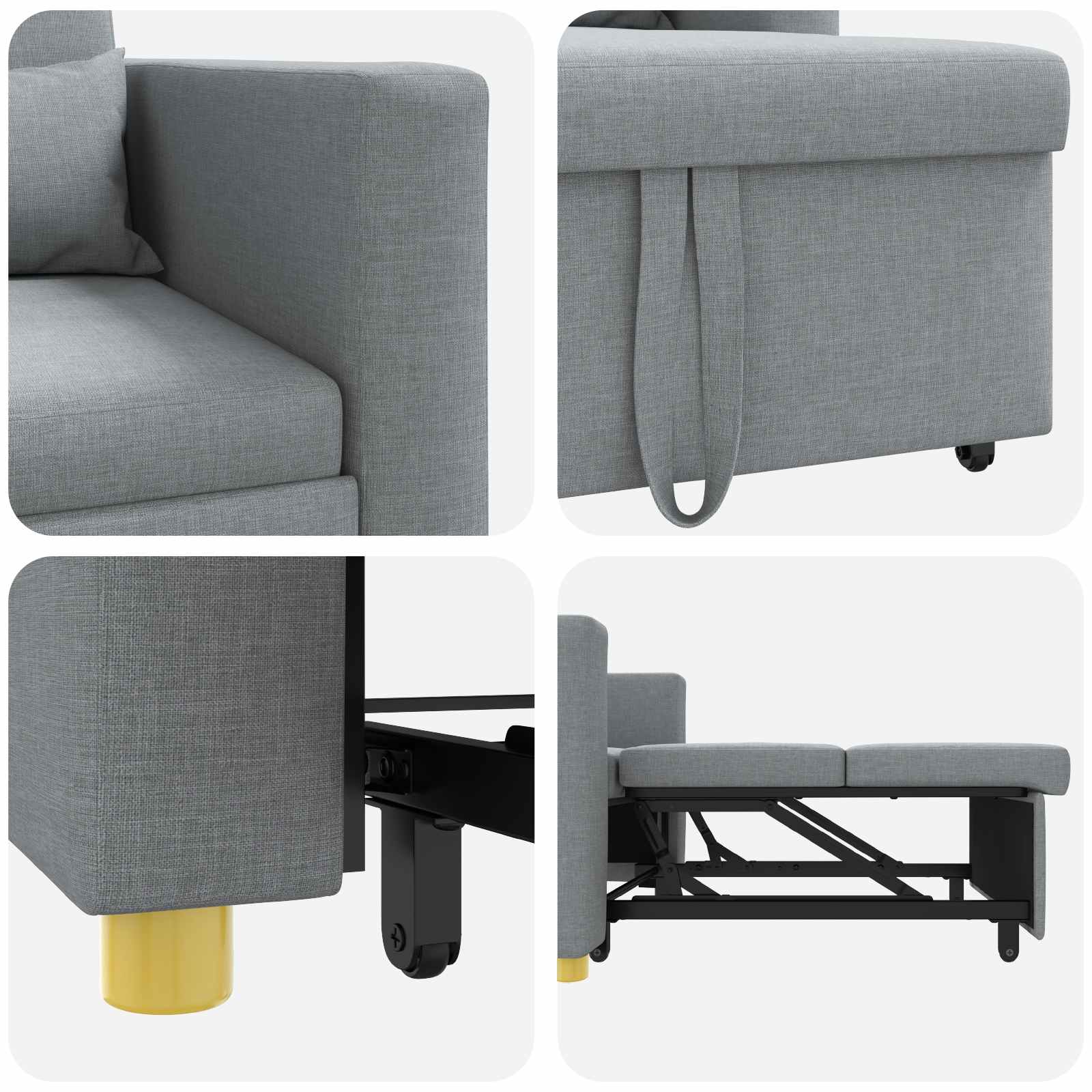 Sofa na razvlačenje Singl Svjetlosiva 90 x 165 x 87 cm tkanina