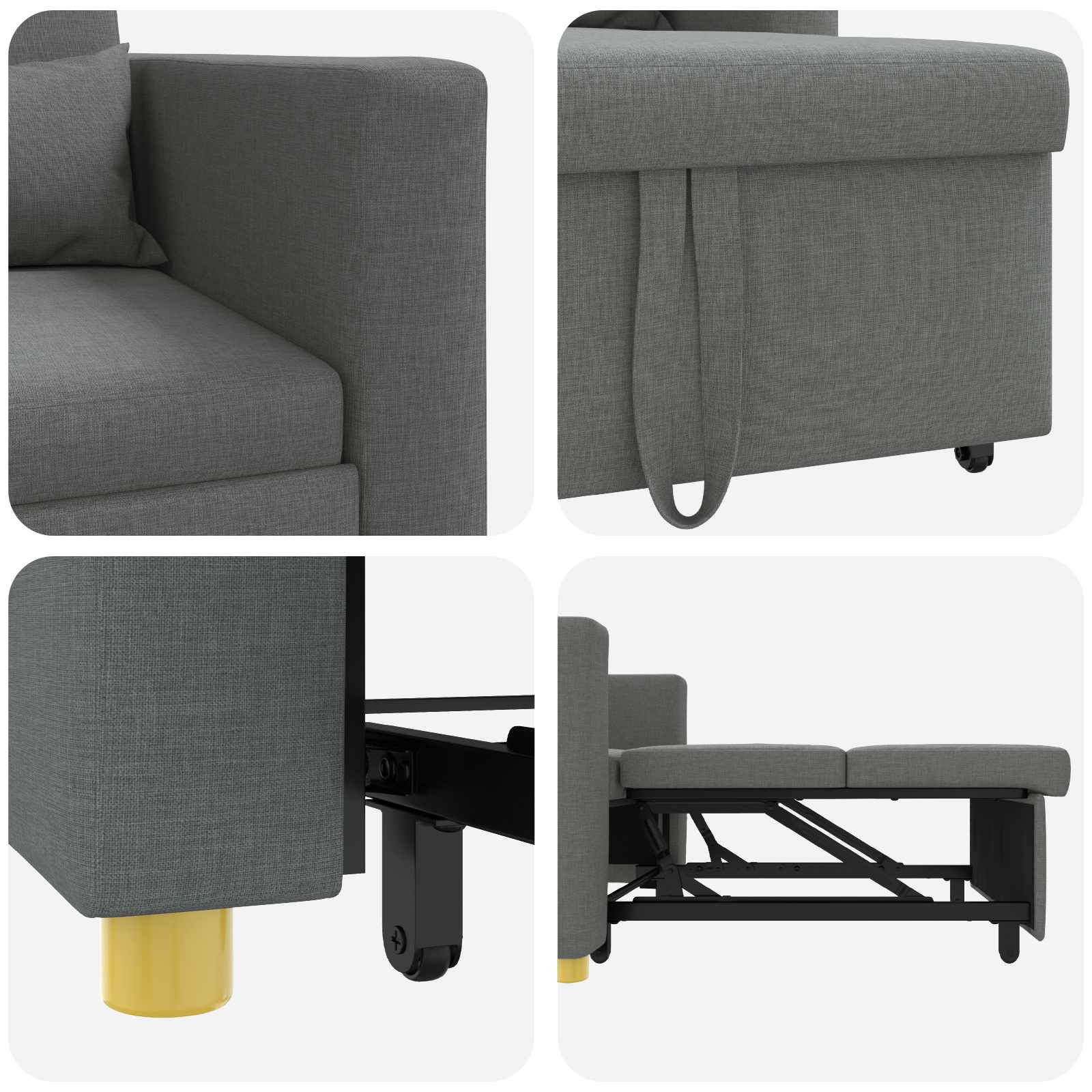 Sofa na razvlačenje Singl Tamno siva 90 x 165 x 87 cm tkanina