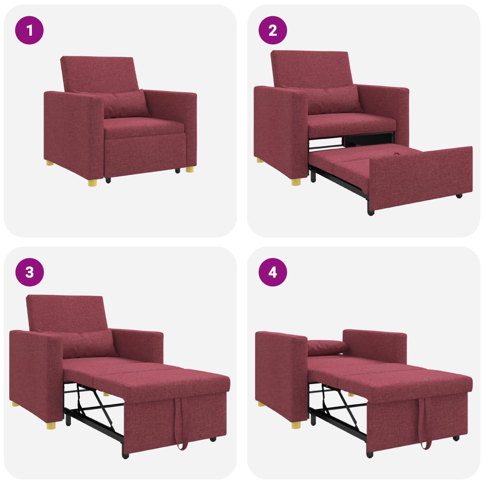 Sofa na razvlačenje Singl boja crnog vina 90 x 165 x 87 cm