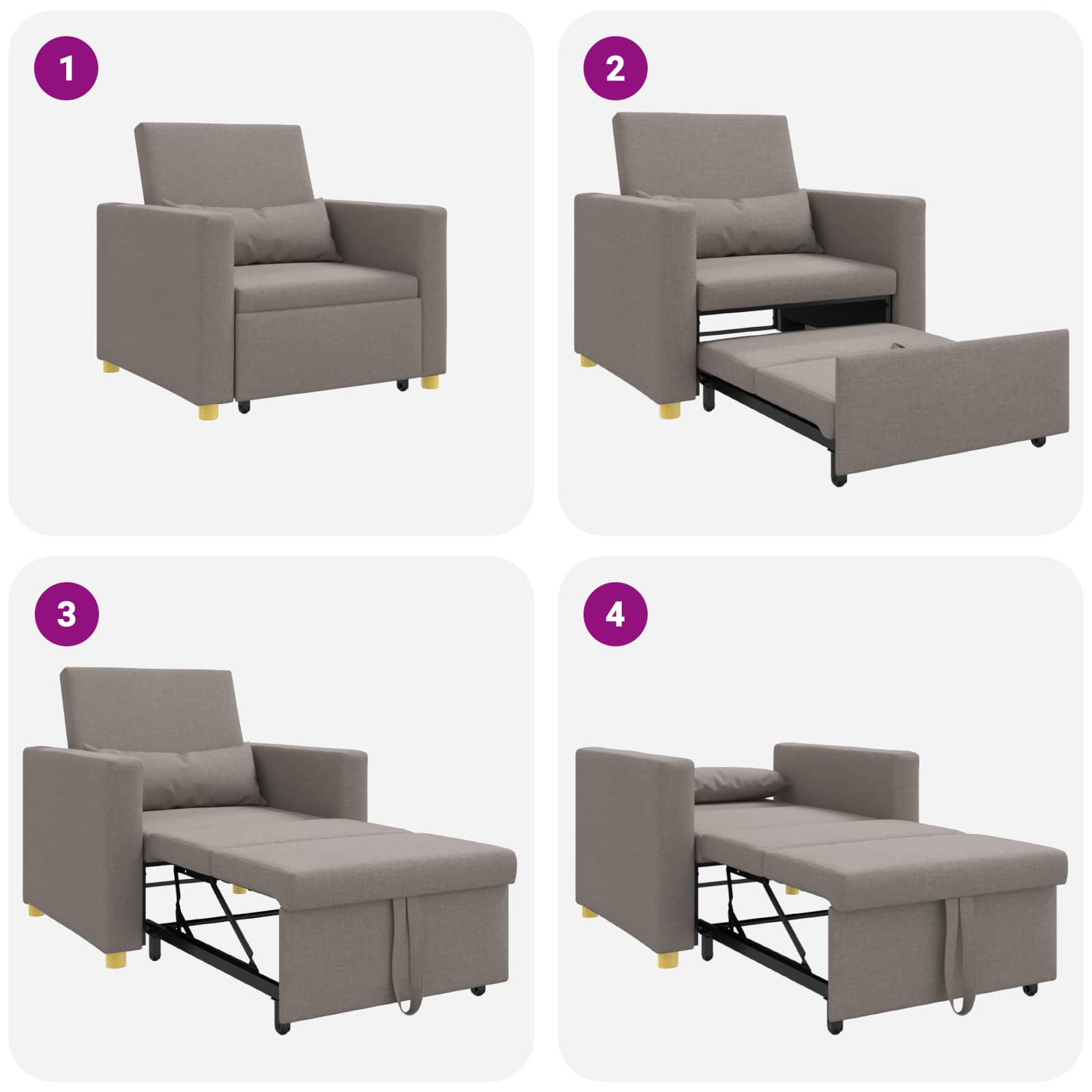 Sofa na razvlačenje Singl Sivo-smeđa 90 x 165 x 87 cm tkanina