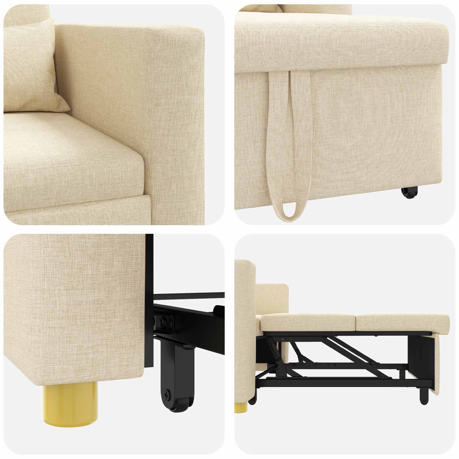 Sofa na razvlačenje Singl Krema 90 x 165 x 87 cm tkanina