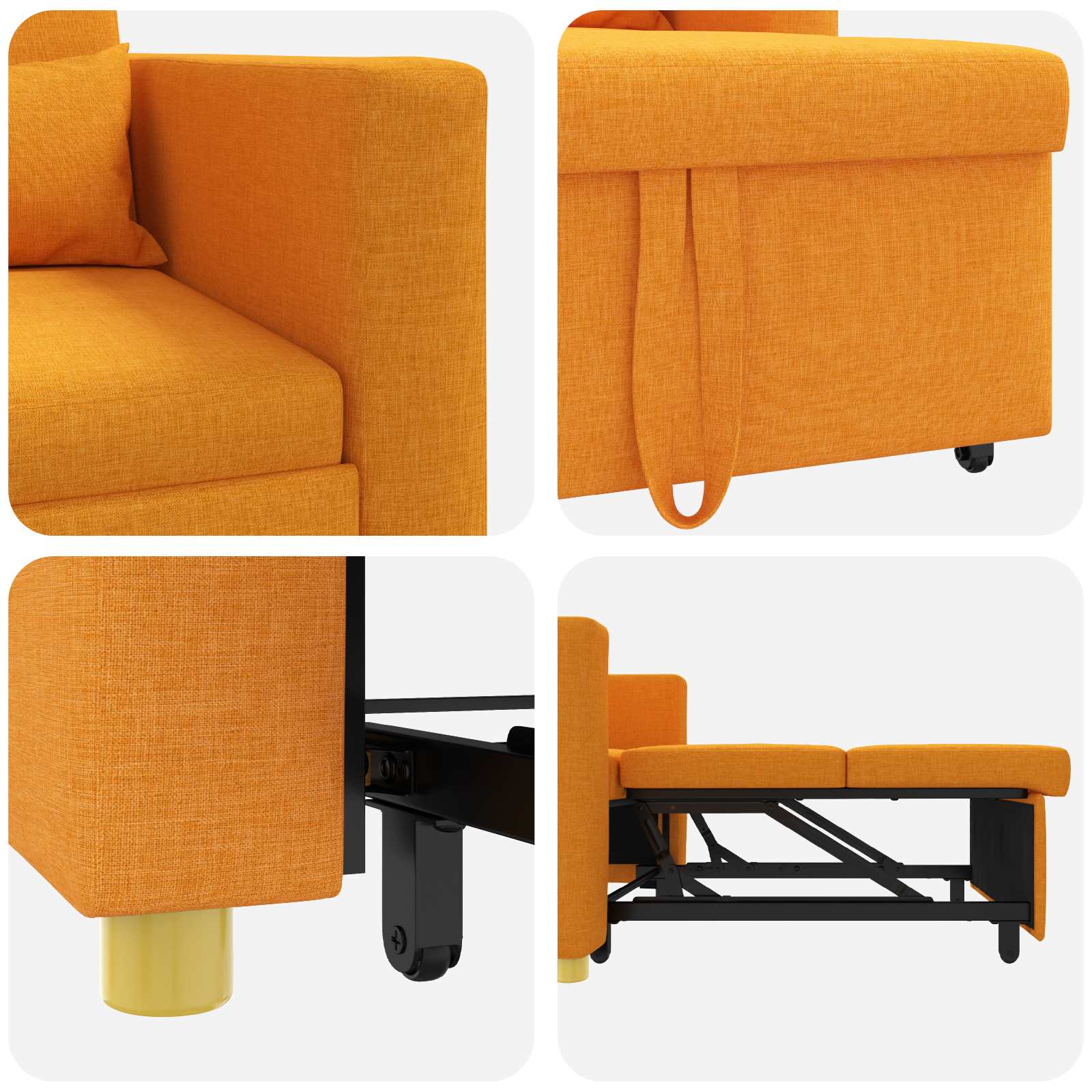 Sofa na razvlačenje Singl Tamnožuta 90 x 165 x 87 cm tkanina