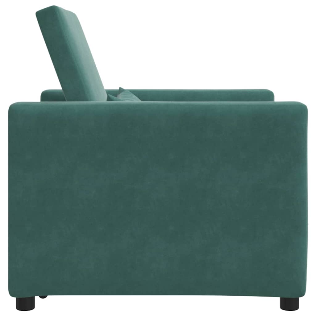 Sofa na razvlačenje Singl s kotačima Tamnozelena Baršun