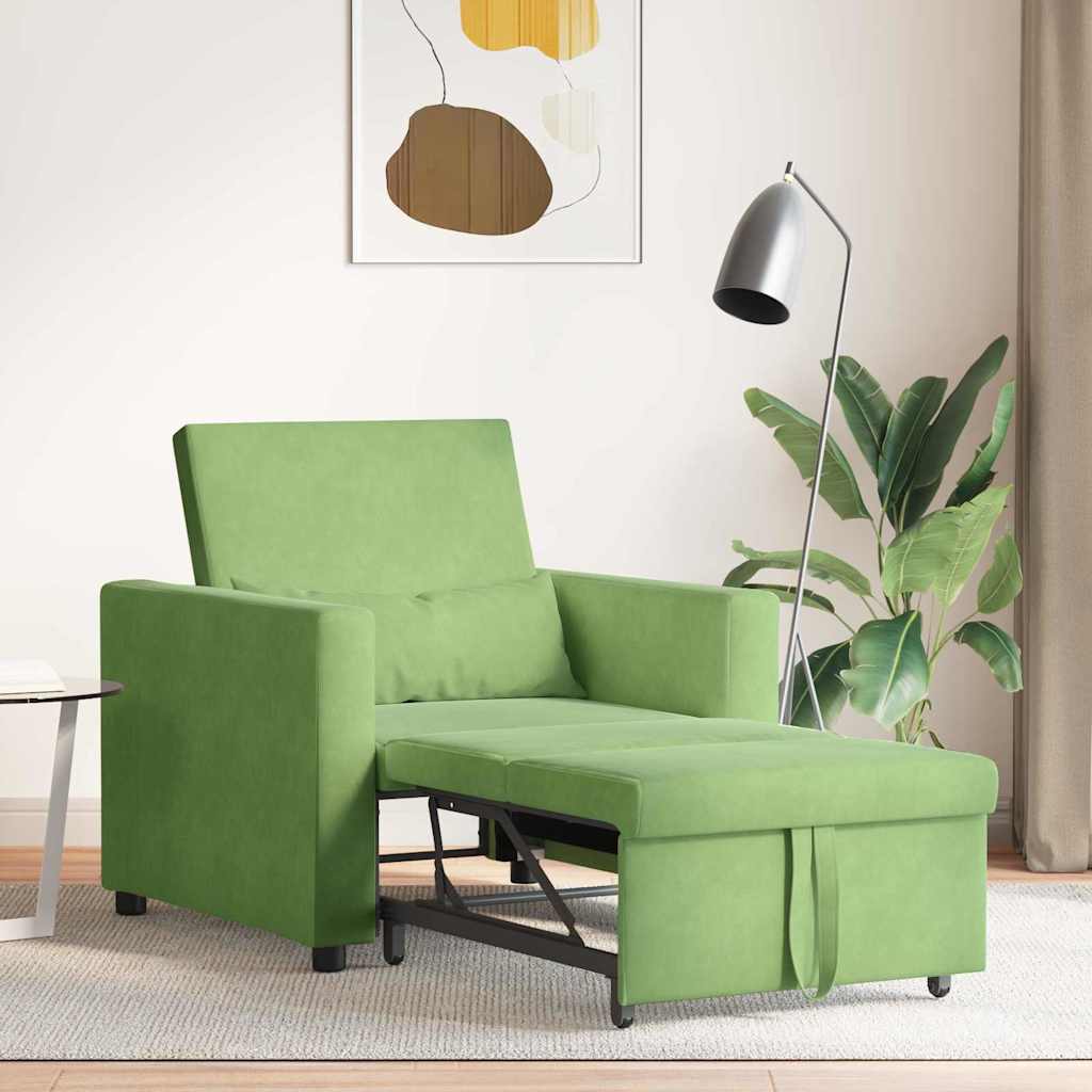 Sofa na razvlačenje Singl s kotačima Svijetlo zelena Baršun