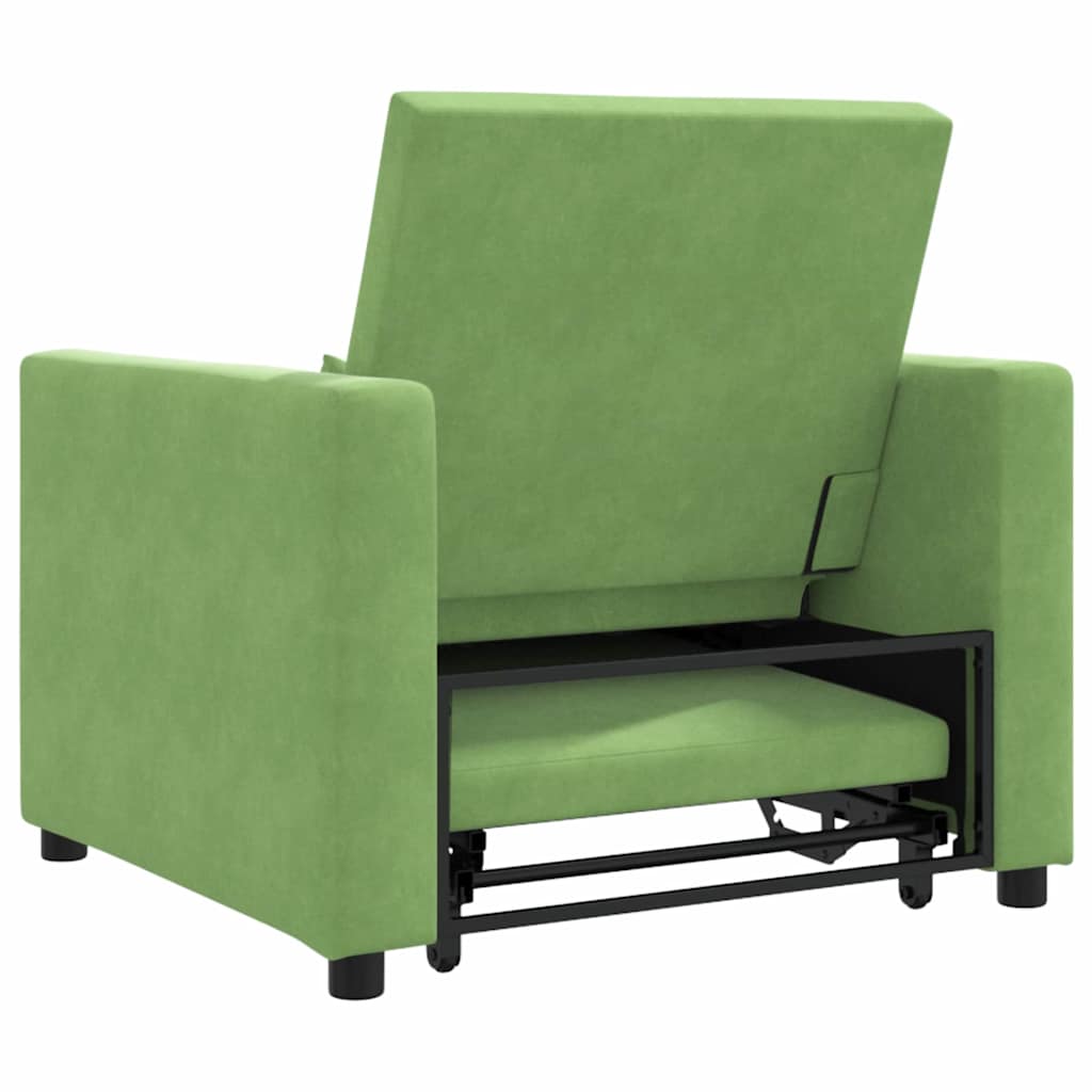 Sofa na razvlačenje Singl s kotačima Svijetlo zelena Baršun