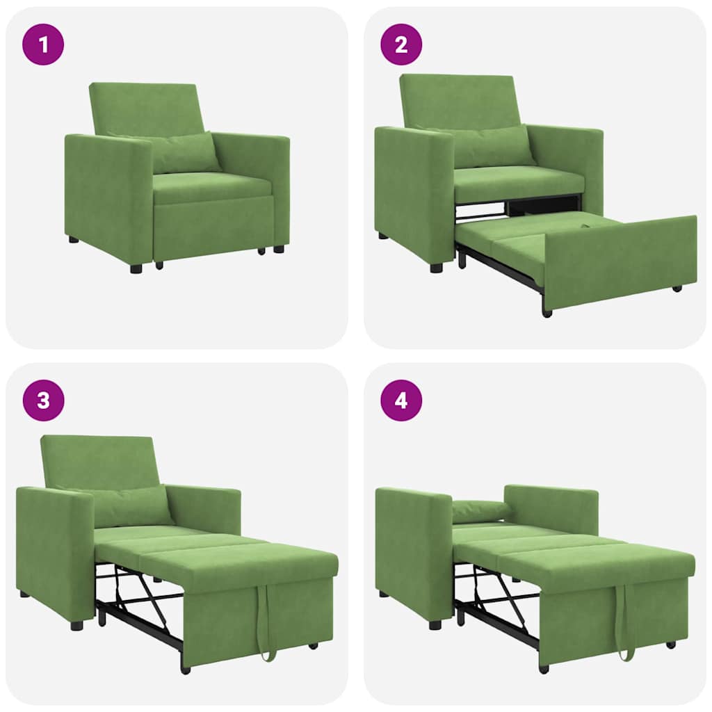 Sofa na razvlačenje Singl s kotačima Svijetlo zelena Baršun