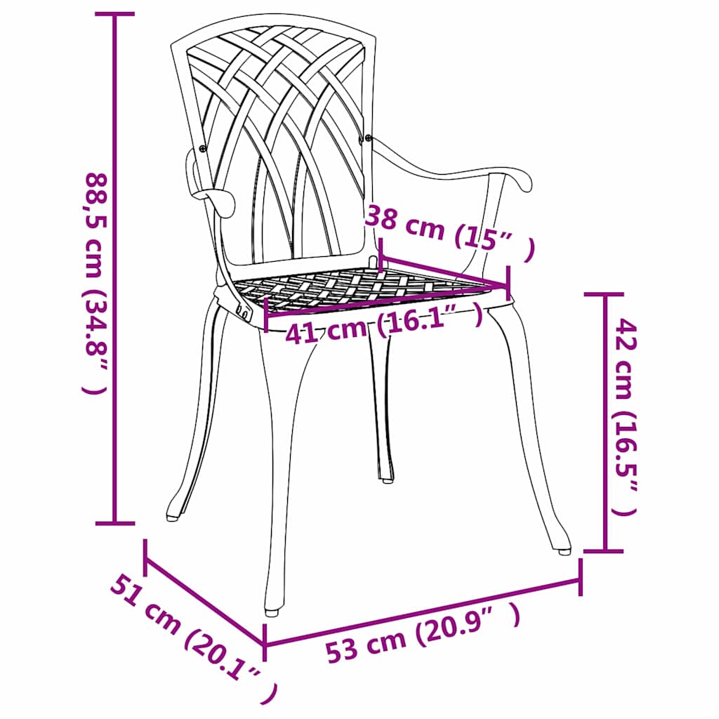 Vrtna stolica 2 pcs Crna 53 x 51 x 88,5cm Aluminij