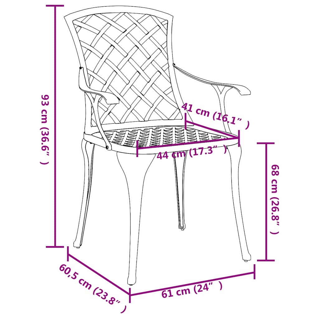 Vrtna stolica 4 pcs Zelena 61 x 60,5 x 93cm Aluminij