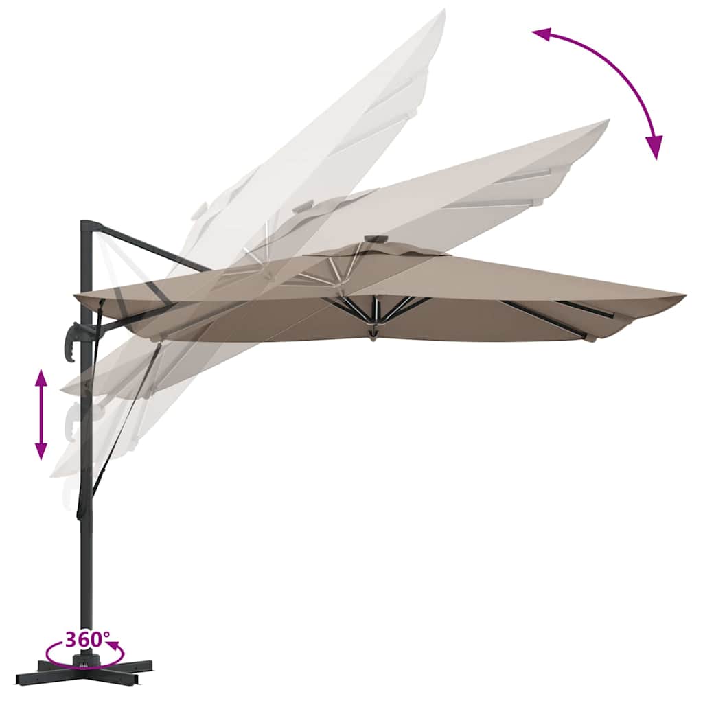 Suncobran Sivo-smeđa 286 x 284 x 270 cm Aluminij i poliester