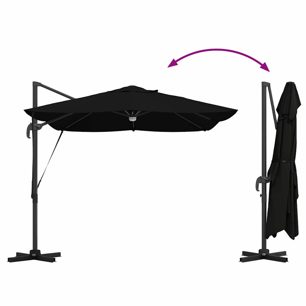 Suncobran Crna 351 x 250 x 253 cm Poliester i aluminij