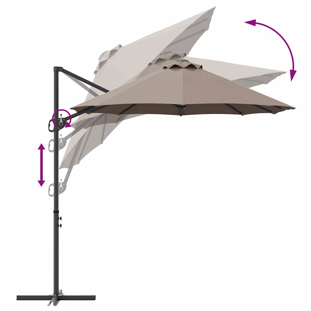 Suncobran Sivo-smeđa 372 x 198 x 243 cm Poliester i aluminij
