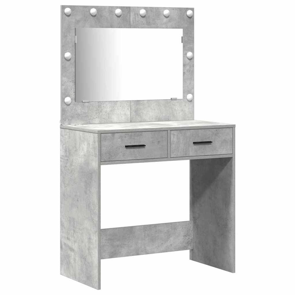 Toaletni stol s ladicama 3 pcs Betonski sivi Konstruirano drvo