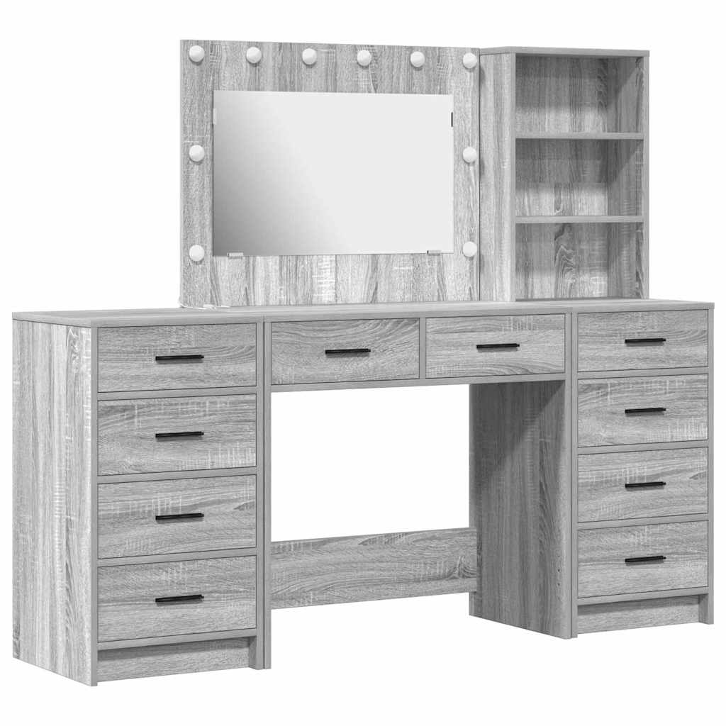Toaletni stol s ladicama 3 pcs Siva Sonoma Konstruirano drvo