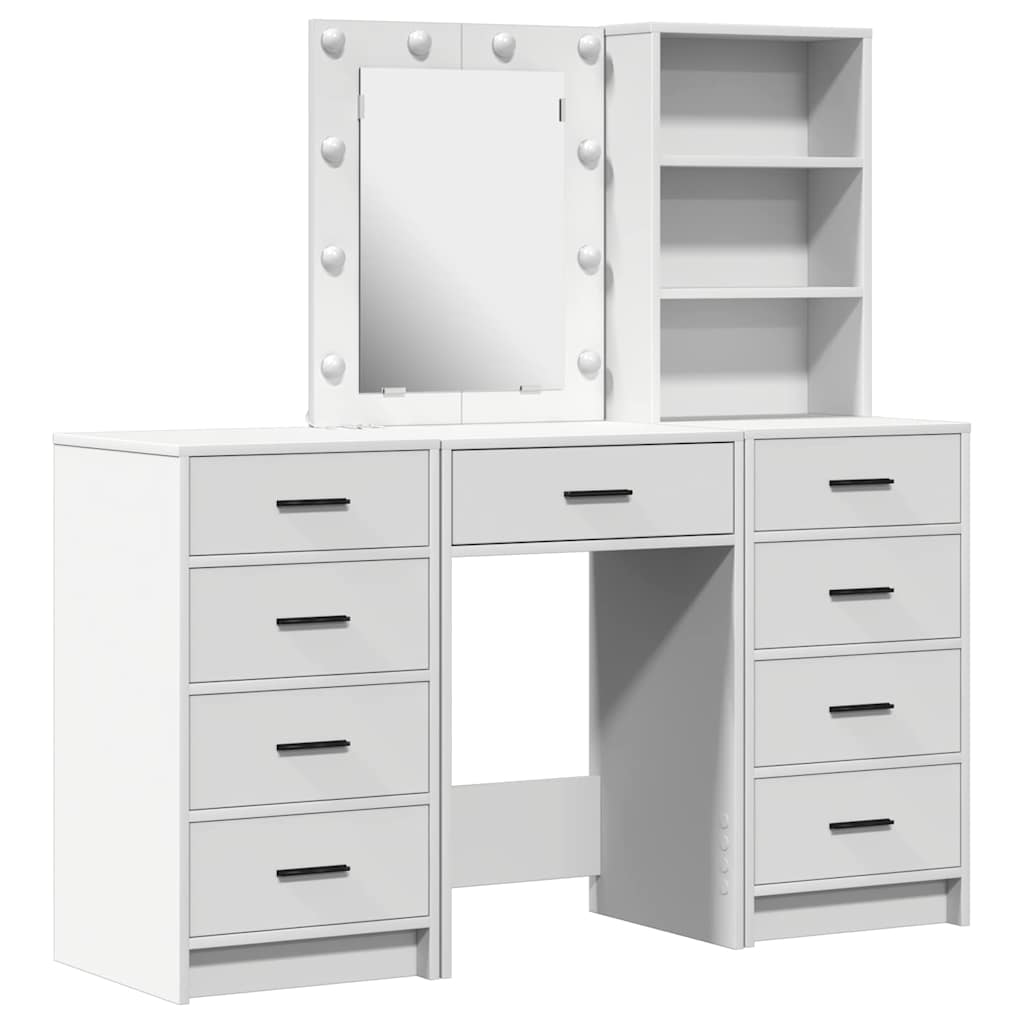 Toaletni stol s ladicama 3 pcs Bijelo Konstruirano drvo