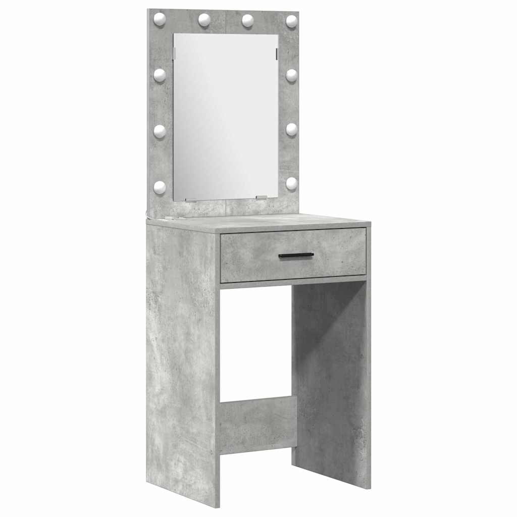 Toaletni stol s zrcalnim svjetlima 3 pcs Siva Konstruirano drvo