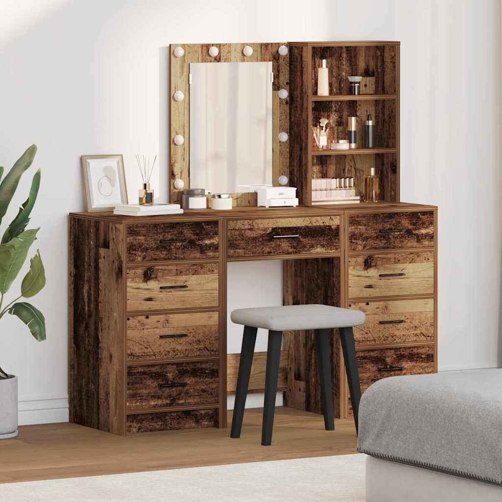 Toaletni stol s ladicama 3 pcs Smeđa Konstruirano drvo