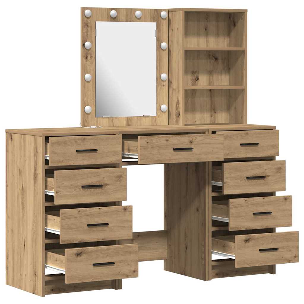 Toaletni stol s ladicama 3 pcs Smeđa Konstruirano drvo