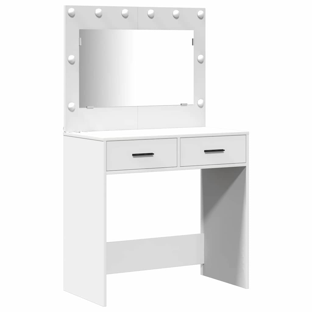 Toaletni stol s ladicama 2 pcs Bijelo Konstruirano drvo