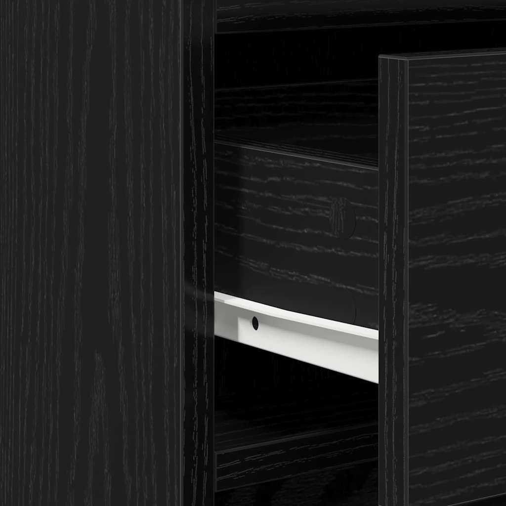 Toaletni stol s zrcalnim svjetlima 2 pcs Crna Konstruirano drvo