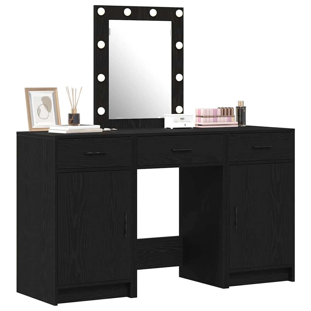 Toaletni stol s vratima Crna 50 x 41 x 135 cm Konstruirano drvo