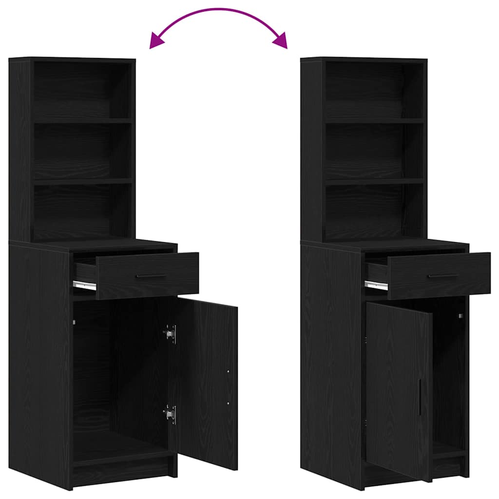 Set stola za oblačenje s LED 2 pcs Crni hrast Konstruirano drvo