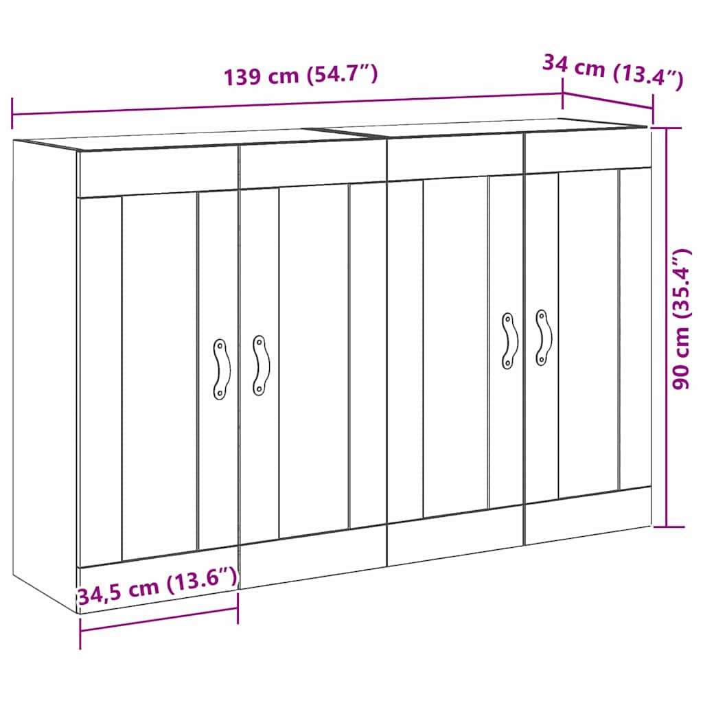 Zidni ormari 2 pcs Crni hrast 69,5 x 34 x 90 cm