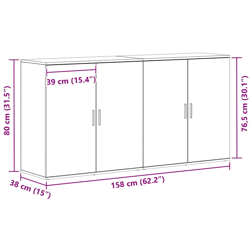 Kreveta 2 pcs Staro drvo 79 x 38 x 80 cm Konstruirano drvo