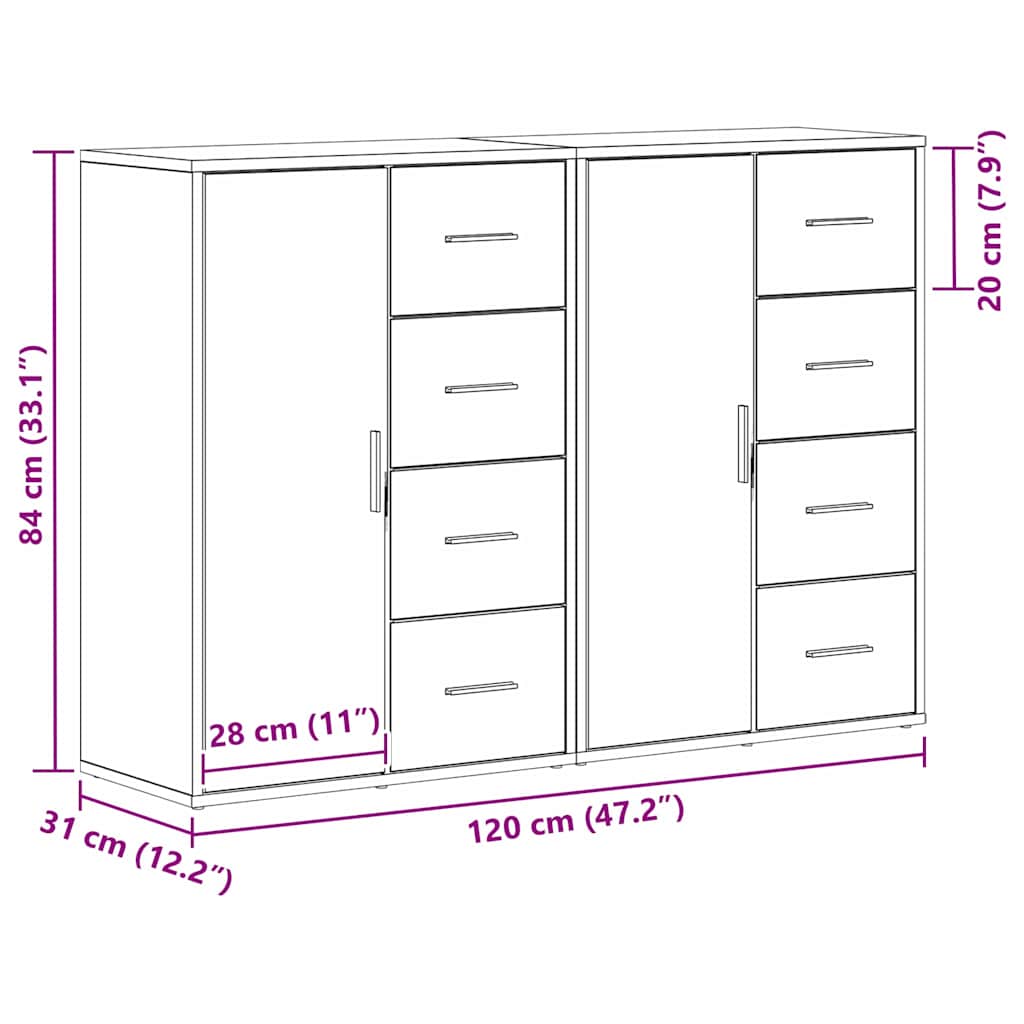 Kreveta 2 pcs Crni hrast 60 x 31 x 84 cm Konstruirano drvo