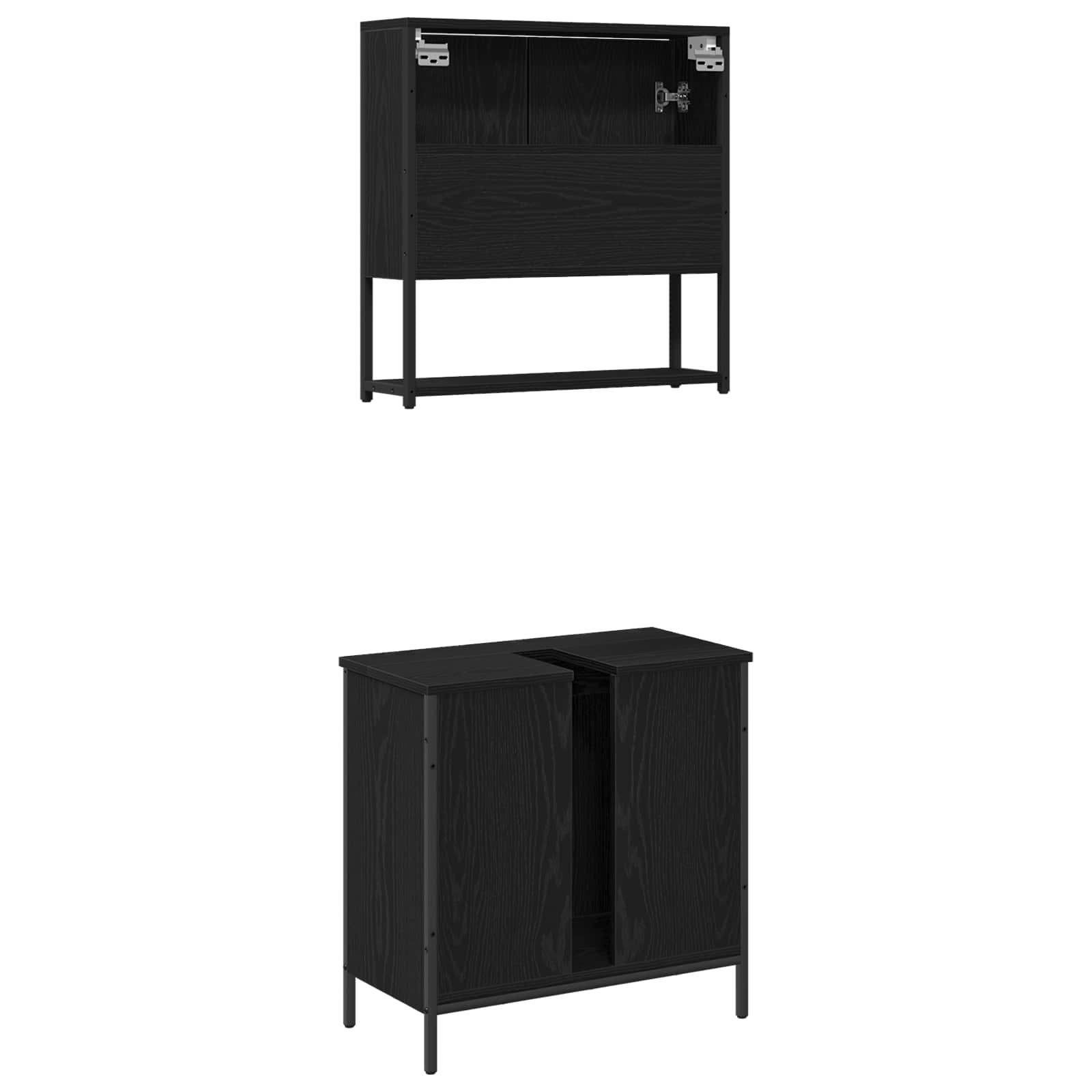 Set namještaja za kupaonicu Zidne 2 pcs Crna Konstruirano drvo