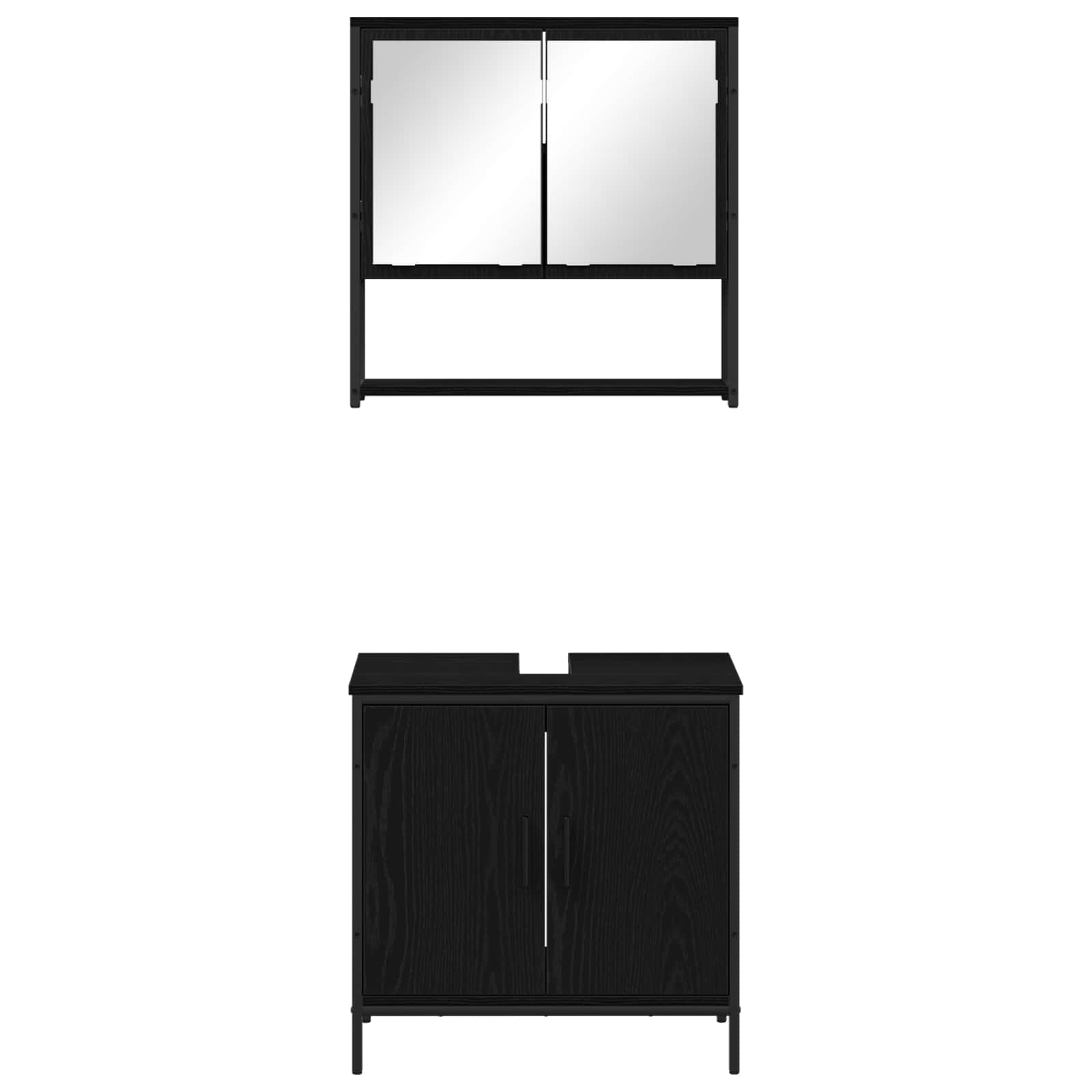 Set namještaja za kupaonicu Zidne 2 pcs Crna Konstruirano drvo