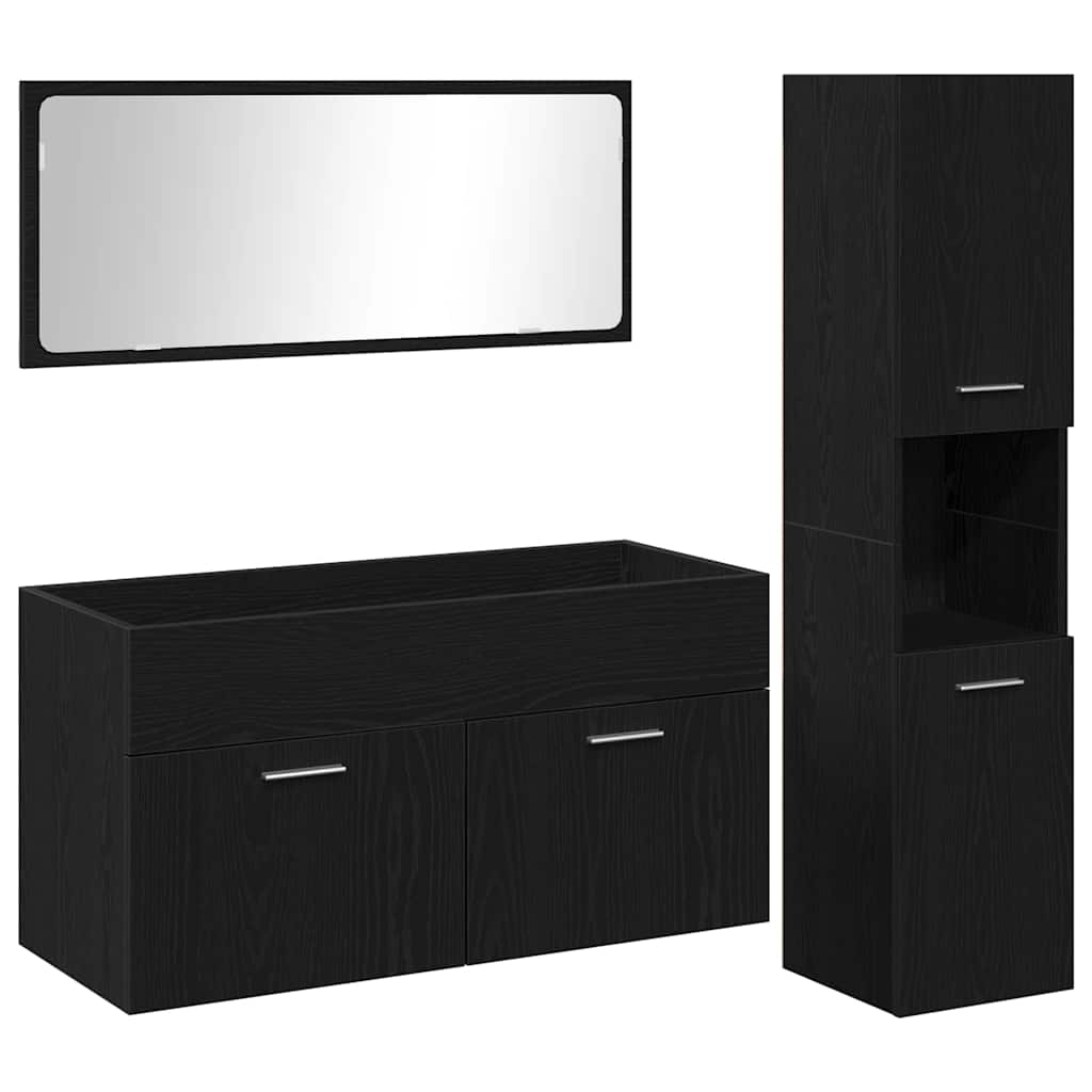 Set namještaja za kupaonicu 3 pcs Crni hrast Konstruirano drvo