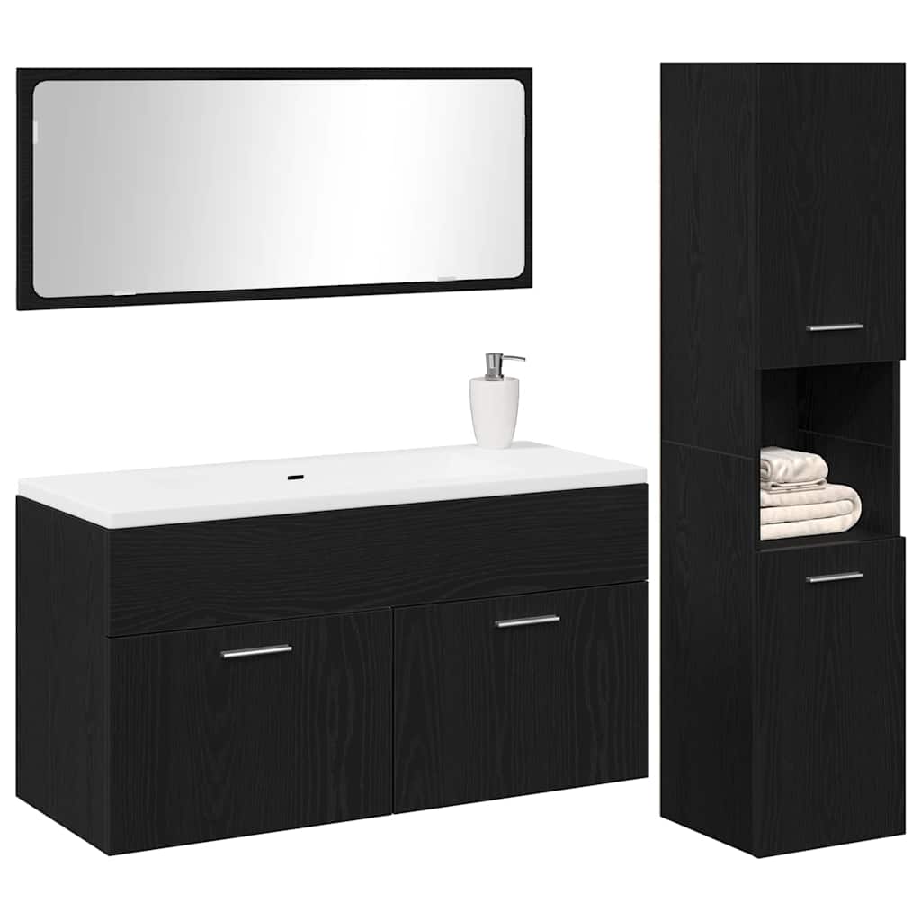 Set namještaja za kupaonicu 3 pcs Crni hrast Konstruirano drvo
