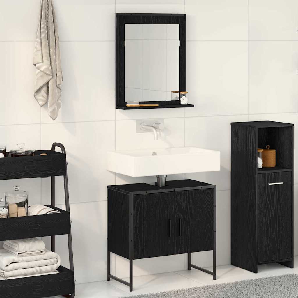 Set namještaja za kupaonicu Zidne 2 pcs Crna Konstruirano drvo