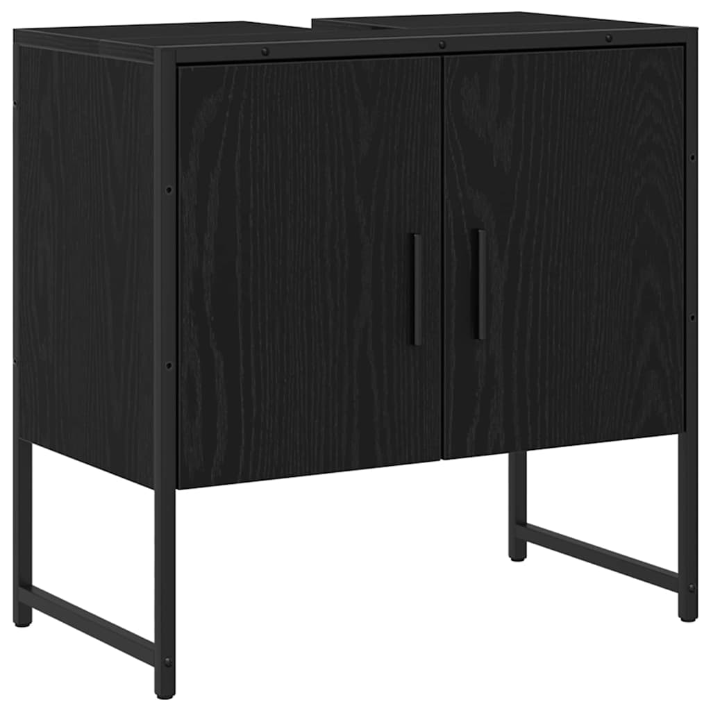 Set namještaja za kupaonicu Zidne 2 pcs Crna Konstruirano drvo