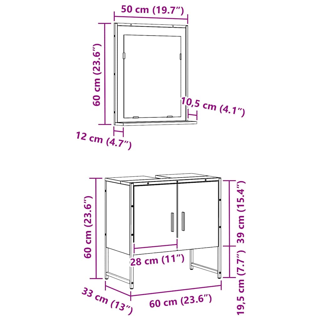 Set namještaja za kupaonicu Zidne 2 pcs Crna Konstruirano drvo