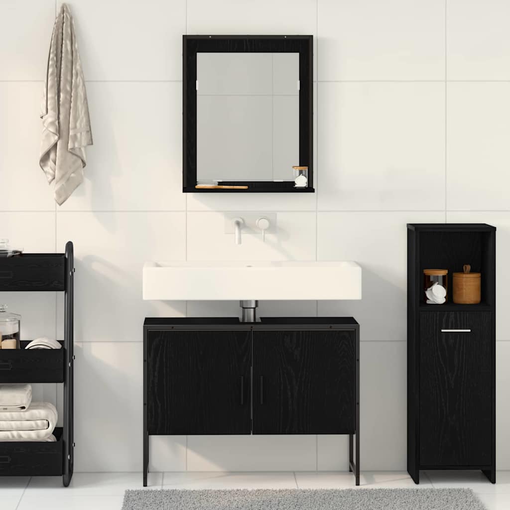 Set namještaja za kupaonicu Zidne 2 pcs Crna Konstruirano drvo