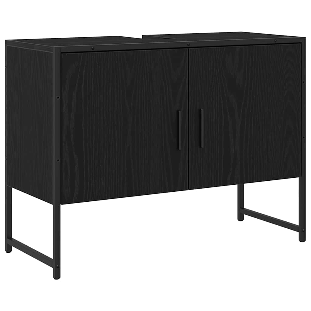 Set namještaja za kupaonicu Zidne 2 pcs Crna Konstruirano drvo