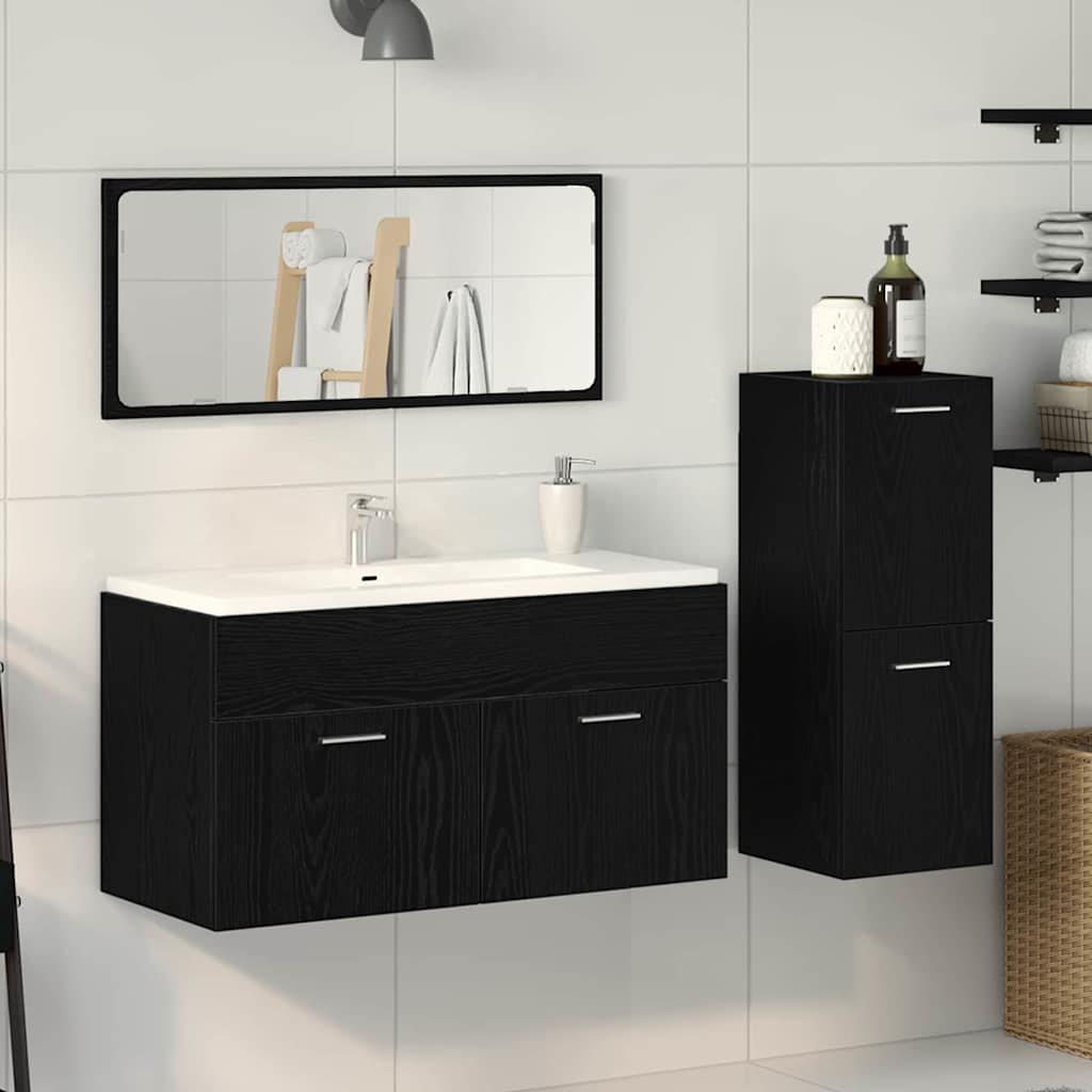 Set namještaja za kupaonicu 3 pcs Crni hrast Konstruirano drvo