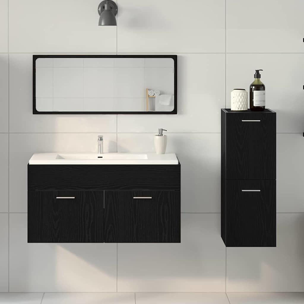 Set namještaja za kupaonicu 3 pcs Crni hrast Konstruirano drvo