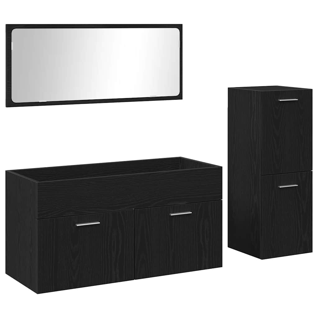 Set namještaja za kupaonicu 3 pcs Crni hrast Konstruirano drvo