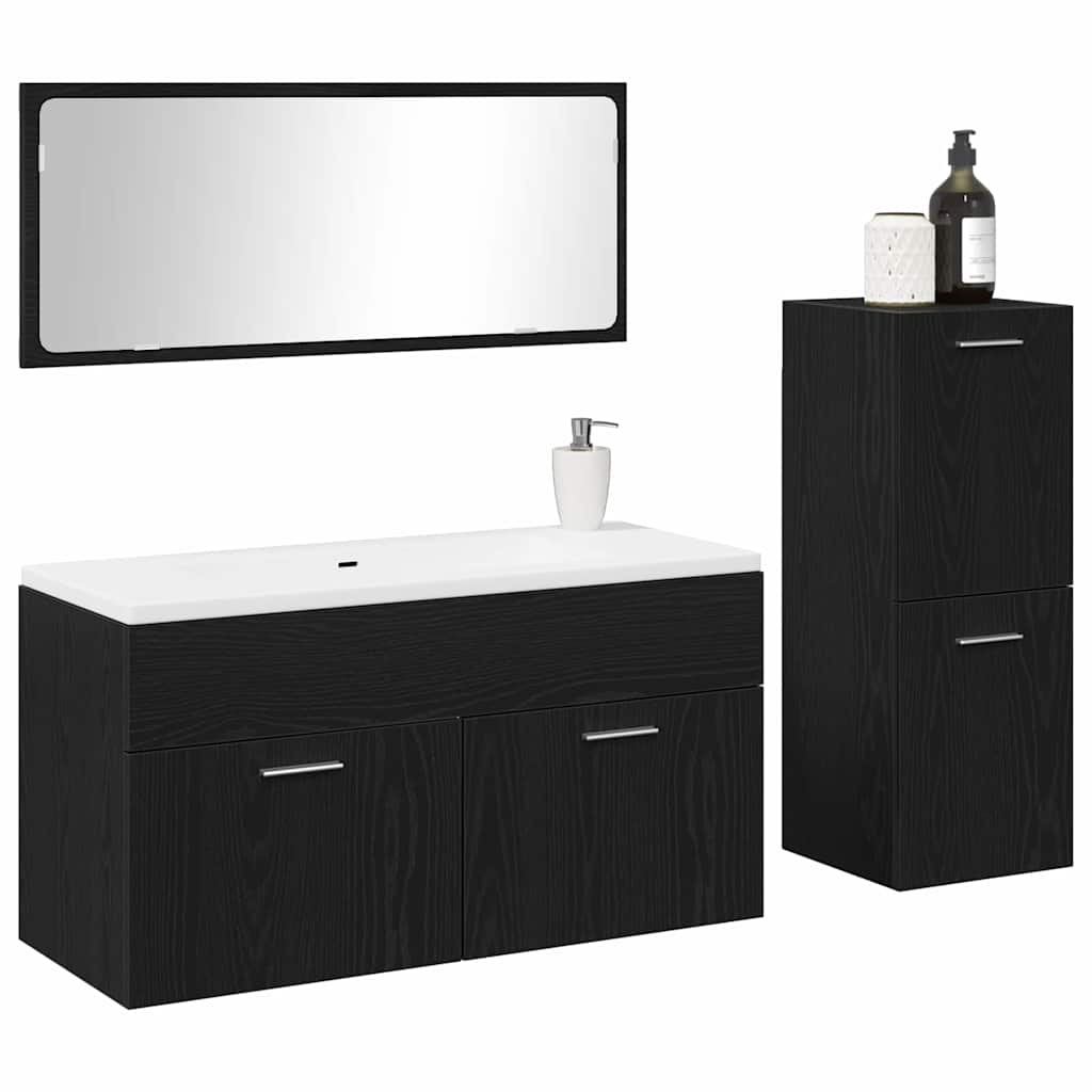 Set namještaja za kupaonicu 3 pcs Crni hrast Konstruirano drvo