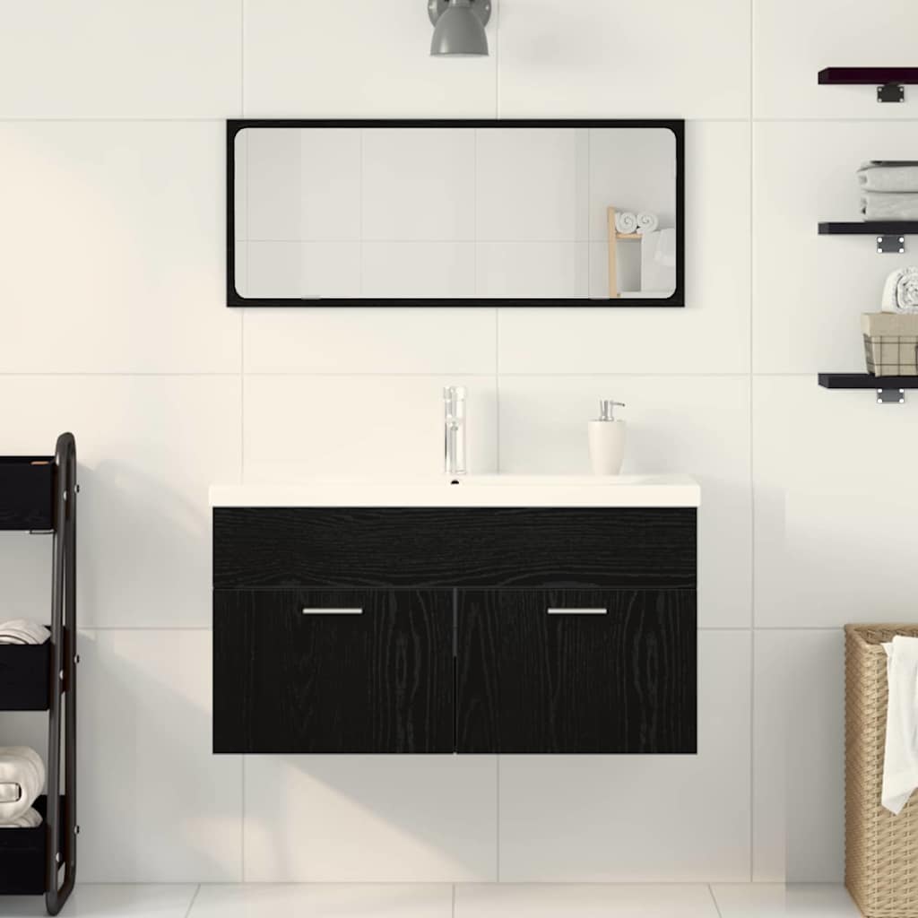 Set namještaja za kupaonicu 3 pcs Crni hrast Konstruirano drvo