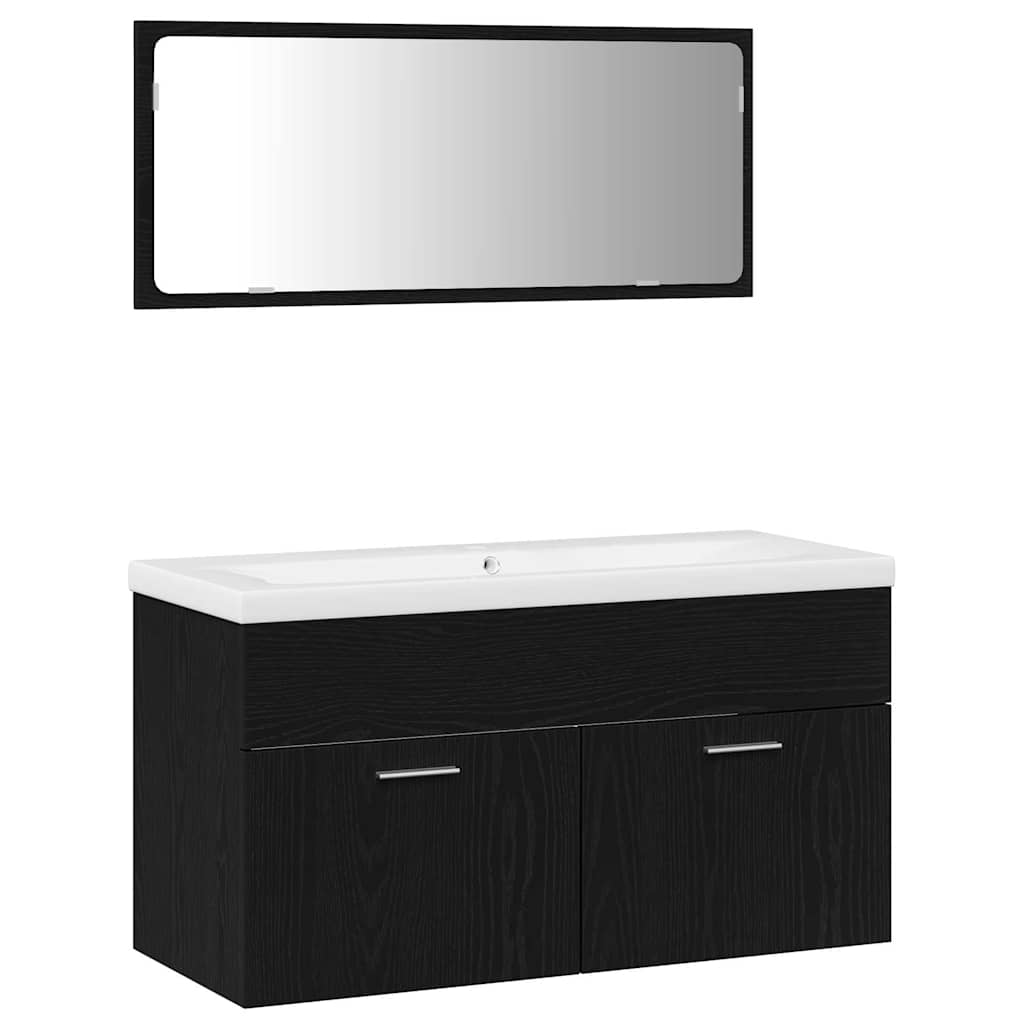 Set namještaja za kupaonicu 3 pcs Crni hrast Konstruirano drvo