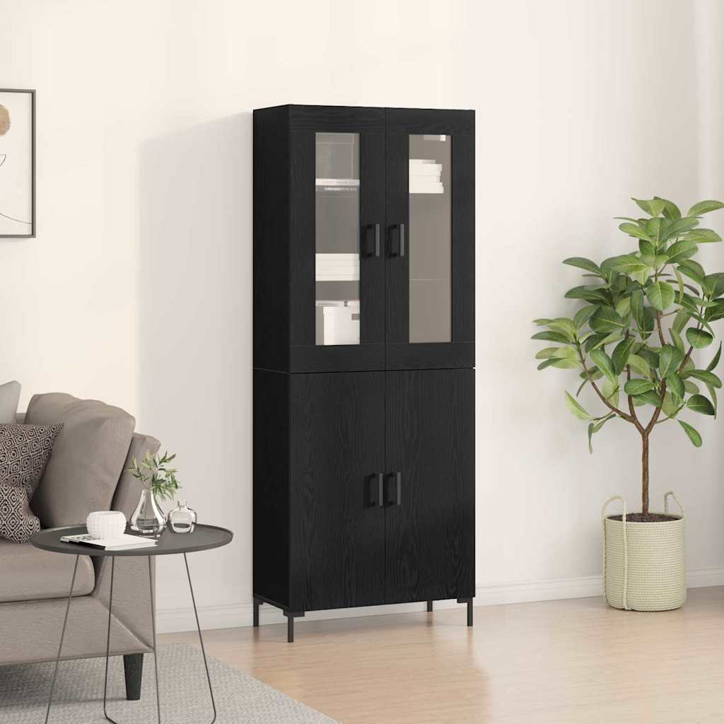 Highboard 2 pcs Crni hrast 69,5 x 34 x 180 cm Konstruirano drvo