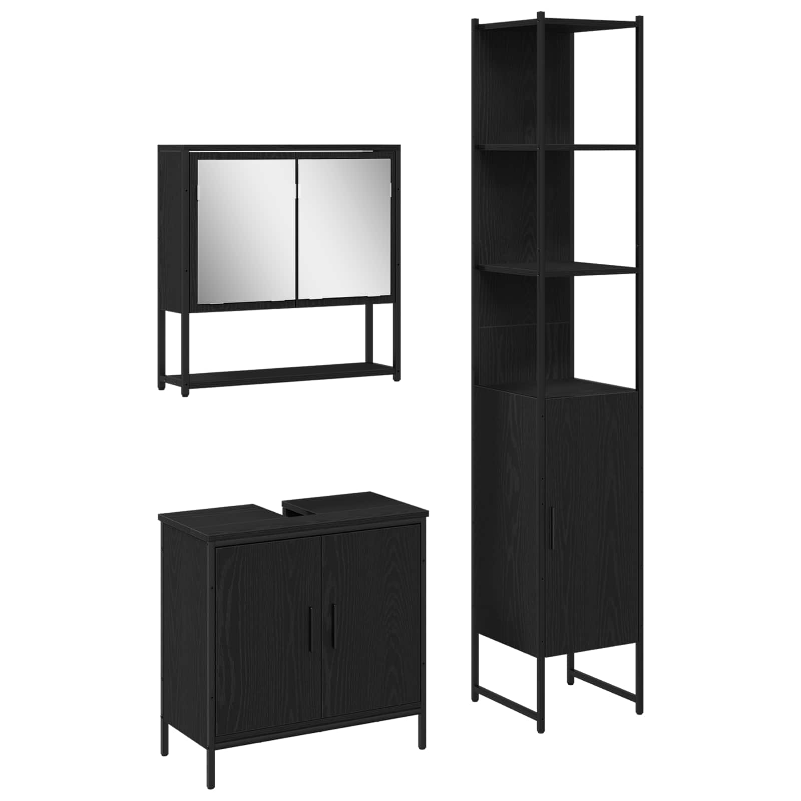Set namještaja za kupaonicu Zidne 3 pcs Crna Konstruirano drvo