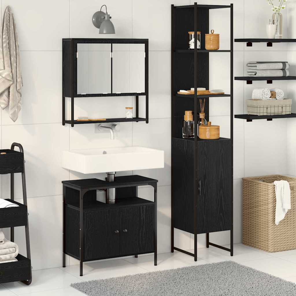 Set namještaja za kupaonicu 3 pcs Crni hrast Konstruirano drvo