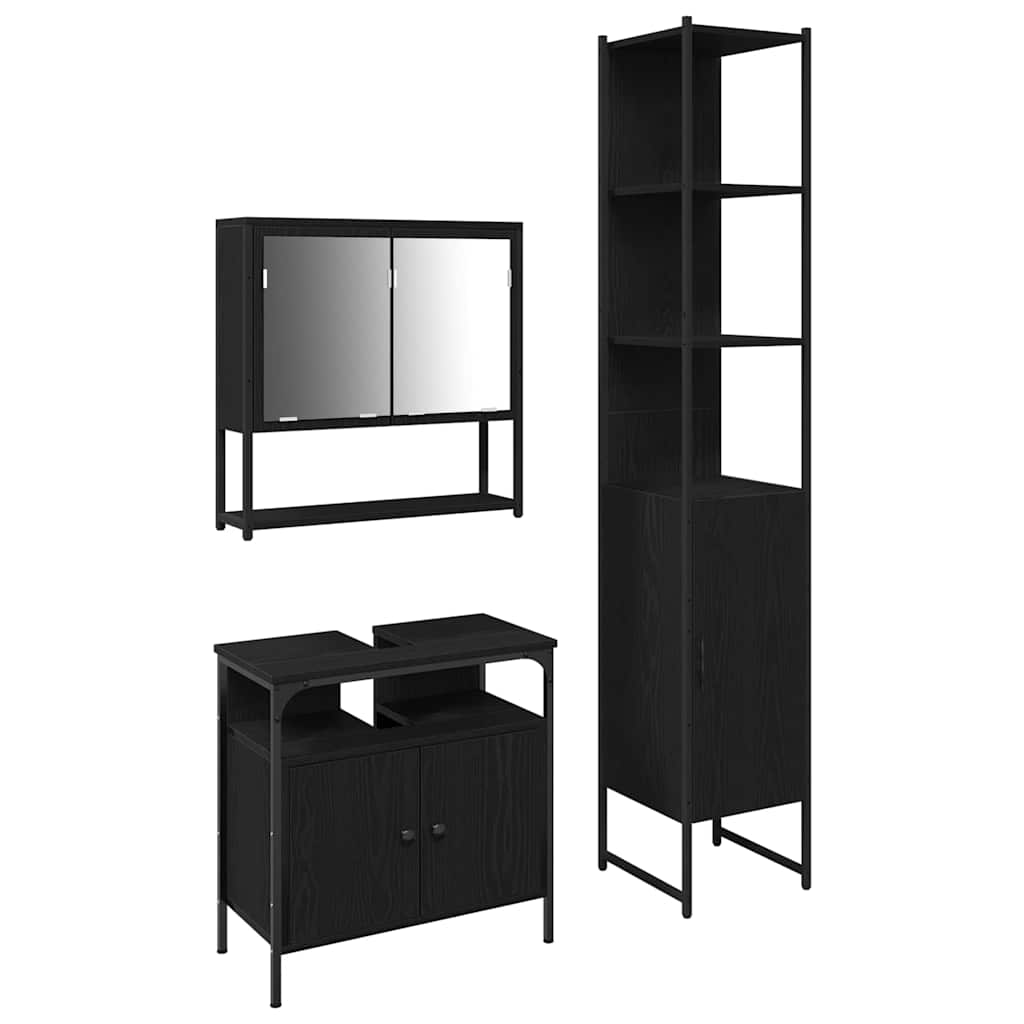 Set namještaja za kupaonicu 3 pcs Crni hrast Konstruirano drvo