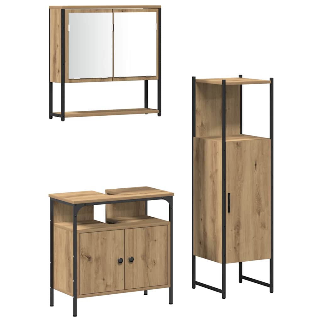 Set namještaja za kupaonicu Zidne 3 pcs Smeđa Konstruirano drvo