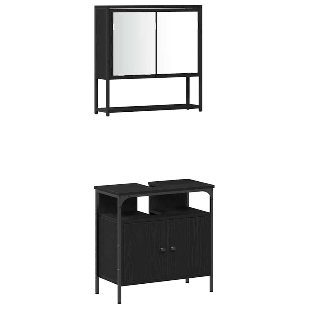 Set namještaja za kupaonicu Zidne 3 pcs Crna Konstruirano drvo