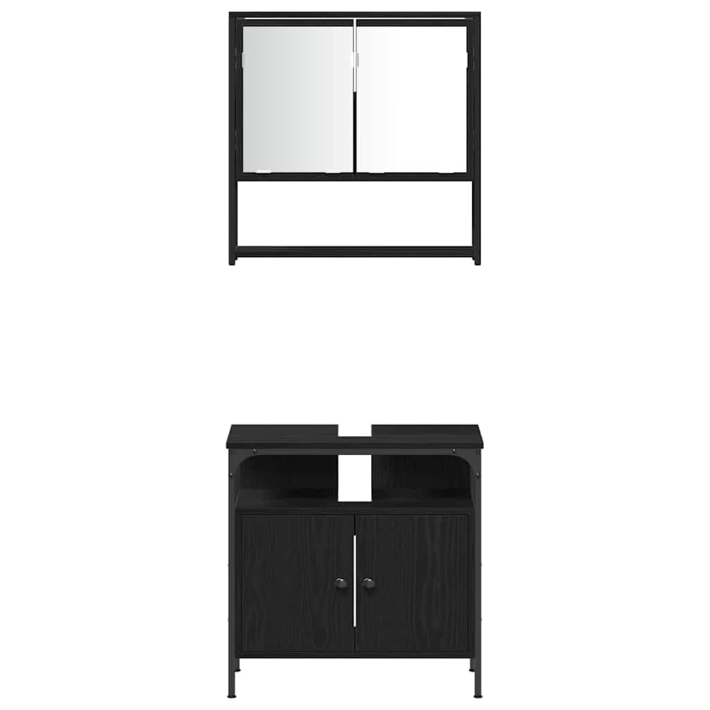 Set namještaja za kupaonicu Zidne 3 pcs Crna Konstruirano drvo